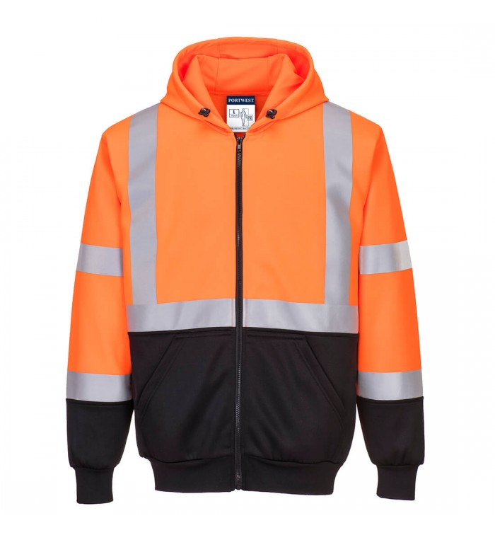 Portwest Hi-Vis kéttónusú kapucnis pulóver B315OBR4XL