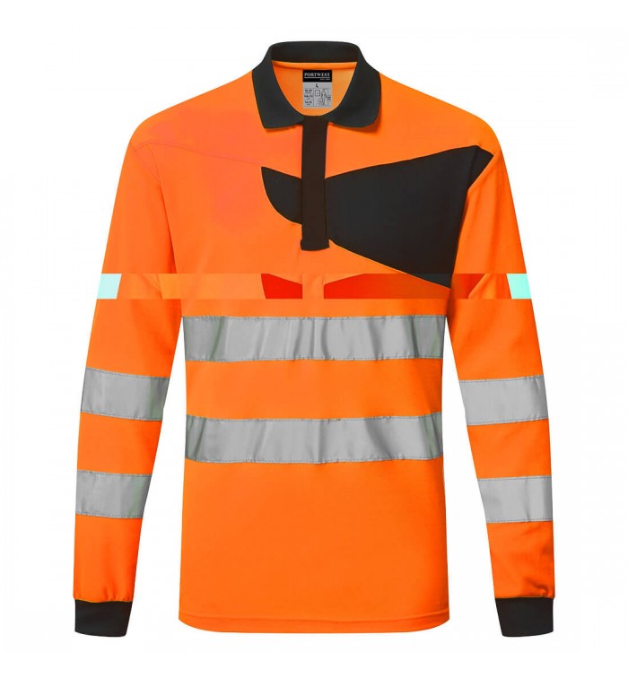 Portwest PW2 Hi-Vis Polo Shirt L/S PW220OBR4XL